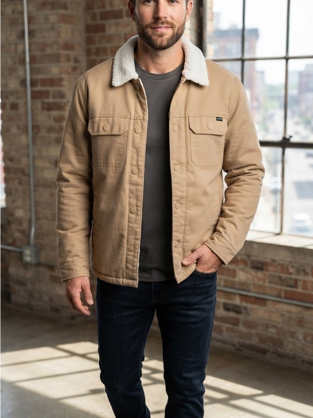 Hurley Tan Sherpa Collar Jacket
